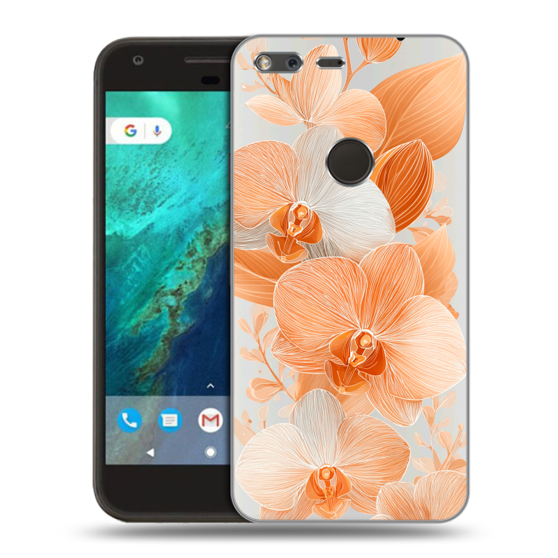 Пластиковый чехол на Google Pixel с принтом Бежевые цветы Пластиковый чехол на Google Pixel с принтом Бежевые цветы