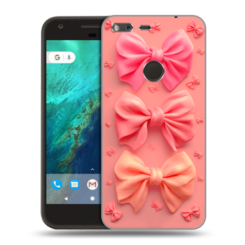 Силиконовый чехол на Google Pixel с принтом Розовые бантики Силиконовый чехол на Google Pixel с принтом Розовые бантики