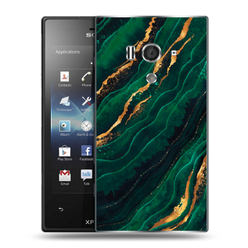 Пластиковый чехол на Sony Xperia acro S с принтом Мрамор зеленое золото Пластиковый чехол на Sony Xperia acro S с принтом Мрамор зеленое золото