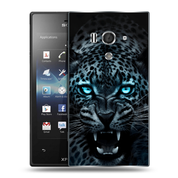 Пластиковый чехол на Sony Xperia acro S с принтом Темный леопард Пластиковый чехол на Sony Xperia acro S с принтом Темный леопард
