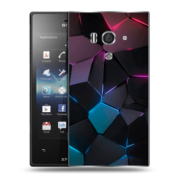 Пластиковый чехол на Sony Xperia acro S с принтом Геометрия неона