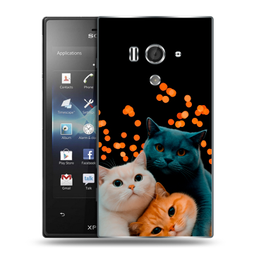 Пластиковый чехол на Sony Xperia acro S с принтом Кошки
