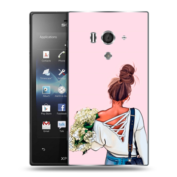 Пластиковый чехол на Sony Xperia acro S с принтом Девушка и букет