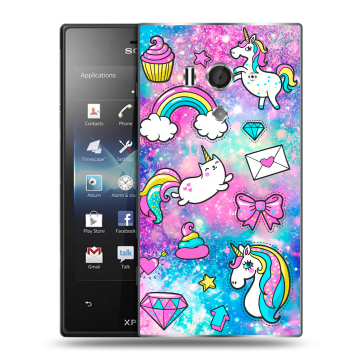 Пластиковый чехол на Sony Xperia acro S с принтом Единороги