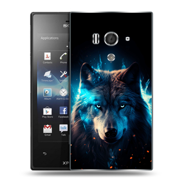 Пластиковый чехол на Sony Xperia acro S с принтом Волк ночной