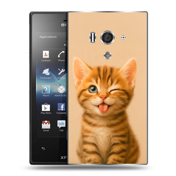 Пластиковый чехол на Sony Xperia acro S с принтом котенок