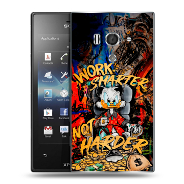 Пластиковый чехол на Sony Xperia acro S с принтом Дональд Дак Деньги