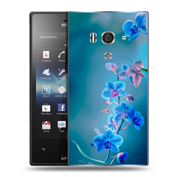 Пластиковый чехол на Sony Xperia acro S с принтом Голубые цветы
