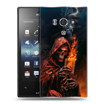 Пластиковый чехол на Sony Xperia acro S с принтом Скелет и карты