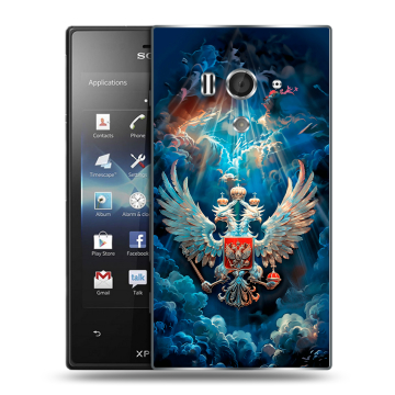 Пластиковый чехол на Sony Xperia acro S с принтом Герб флаг России