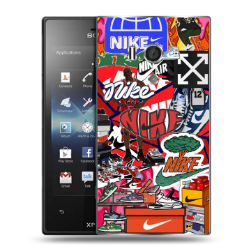 Пластиковый чехол на Sony Xperia acro S с принтом Найк Nike яркий