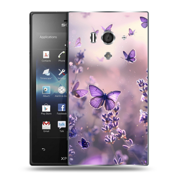 Пластиковый чехол на Sony Xperia acro S с принтом бабочки и лаванда