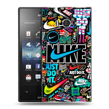 Пластиковый чехол на Sony Xperia acro S с принтом найк nike черный Пластиковый чехол на Sony Xperia acro S с принтом найк nike черный