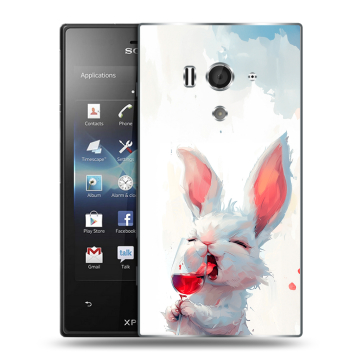 Пластиковый чехол на Sony Xperia acro S с принтом кролик зайчик
