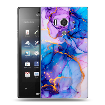 Пластиковый чехол на Sony Xperia acro S с принтом синий мрамор