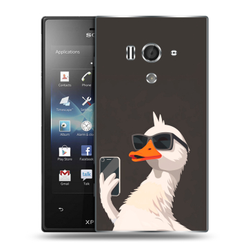 Пластиковый чехол на Sony Xperia acro S с принтом утка в очках