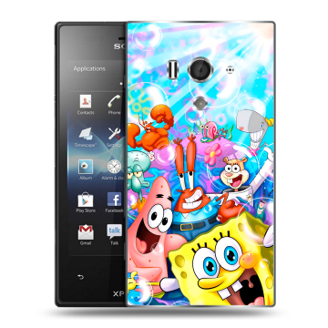 Пластиковый чехол на Sony Xperia acro S с принтом спанчбоб спанч боб