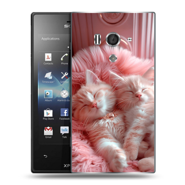 Пластиковый чехол на Sony Xperia acro S с принтом котята котики Пластиковый чехол на Sony Xperia acro S с принтом котята котики