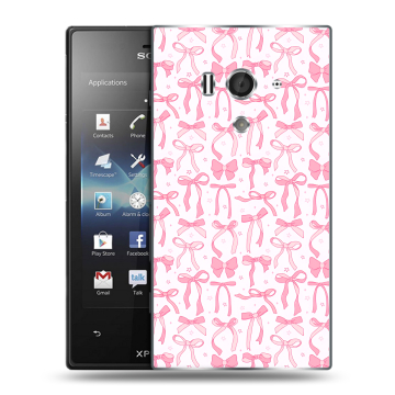 Пластиковый чехол на Sony Xperia acro S с принтом Розовые бантики