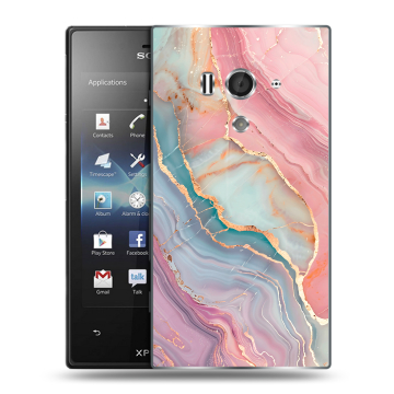 Пластиковый чехол на Sony Xperia acro S с принтом розовый мрамор