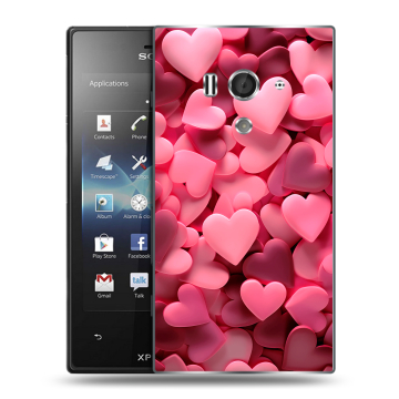 Пластиковый чехол на Sony Xperia acro S с принтом розовые сердечки