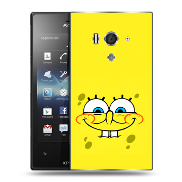 Пластиковый чехол на Sony Xperia acro S с принтом спанчбоб спанч боб