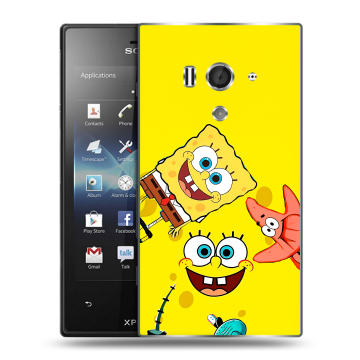 Пластиковый чехол на Sony Xperia acro S с принтом Спанч боб Спанчбоб