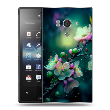Пластиковый чехол на Sony Xperia acro S с принтом Цветы и мрамор