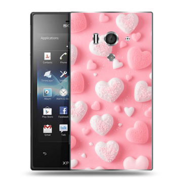 Пластиковый чехол на Sony Xperia acro S с принтом Сердечки