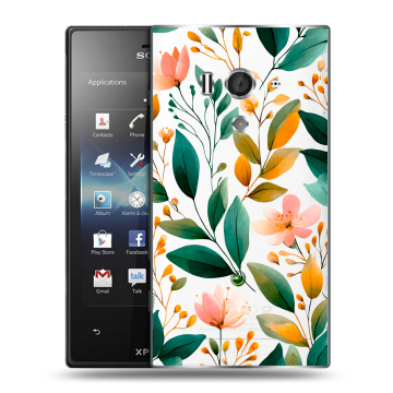 Пластиковый чехол на Sony Xperia acro S с принтом Цветы паттерн Пластиковый чехол на Sony Xperia acro S с принтом Цветы паттерн