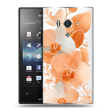 Пластиковый чехол на Sony Xperia acro S с принтом Бежевые цветы Пластиковый чехол на Sony Xperia acro S с принтом Бежевые цветы