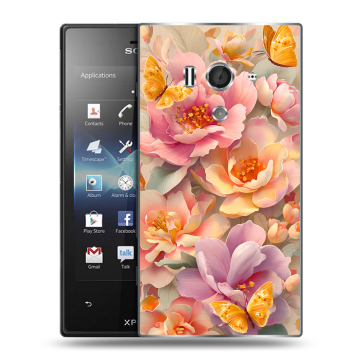 Пластиковый чехол на Sony Xperia acro S с принтом Цветы и бабочки Пластиковый чехол на Sony Xperia acro S с принтом Цветы и бабочки