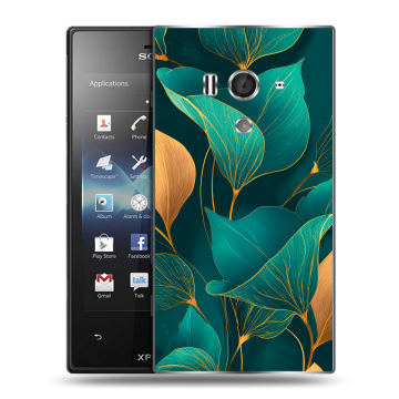 Пластиковый чехол на Sony Xperia acro S с принтом Листья и золото Пластиковый чехол на Sony Xperia acro S с принтом Листья и золото