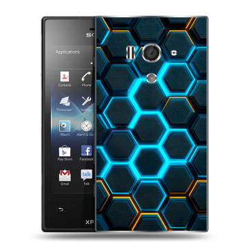 Пластиковый чехол на Sony Xperia acro S с принтом Неоновые соты Пластиковый чехол на Sony Xperia acro S с принтом Неоновые соты