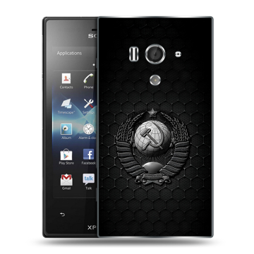 Пластиковый чехол на Sony Xperia acro S с принтом Герб Флаг СССР