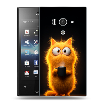 Пластиковый чехол на Sony Xperia acro S с принтом Смешной кот