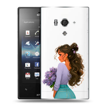 Пластиковый чехол на Sony Xperia acro S с принтом девушка цветы Пластиковый чехол на Sony Xperia acro S с принтом девушка цветы