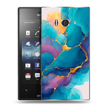 Пластиковый чехол на Sony Xperia acro S с принтом Мрамор блестки Пластиковый чехол на Sony Xperia acro S с принтом Мрамор блестки