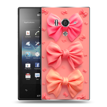 Пластиковый чехол на Sony Xperia acro S с принтом Розовые бантики
