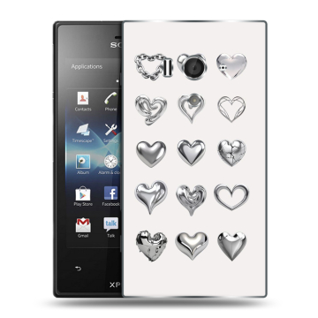 Пластиковый чехол на Sony Xperia acro S с принтом Y2K сердечки