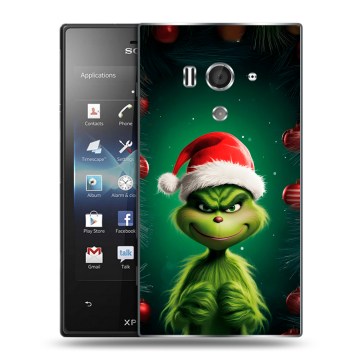 Пластиковый чехол на Sony Xperia acro S с принтом Гринч Новый год Рождество Пластиковый чехол на Sony Xperia acro S с принтом Гринч Новый год Рождество