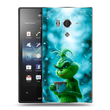 Пластиковый чехол на Sony Xperia acro S с принтом Новый год гринч Пластиковый чехол на Sony Xperia acro S с принтом Новый год гринч