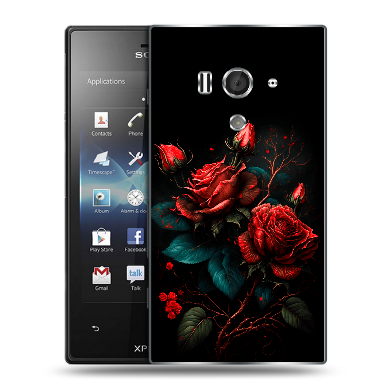 Пластиковый чехол на Sony Xperia acro S с принтом Розы красные Пластиковый чехол на Sony Xperia acro S с принтом Розы красные