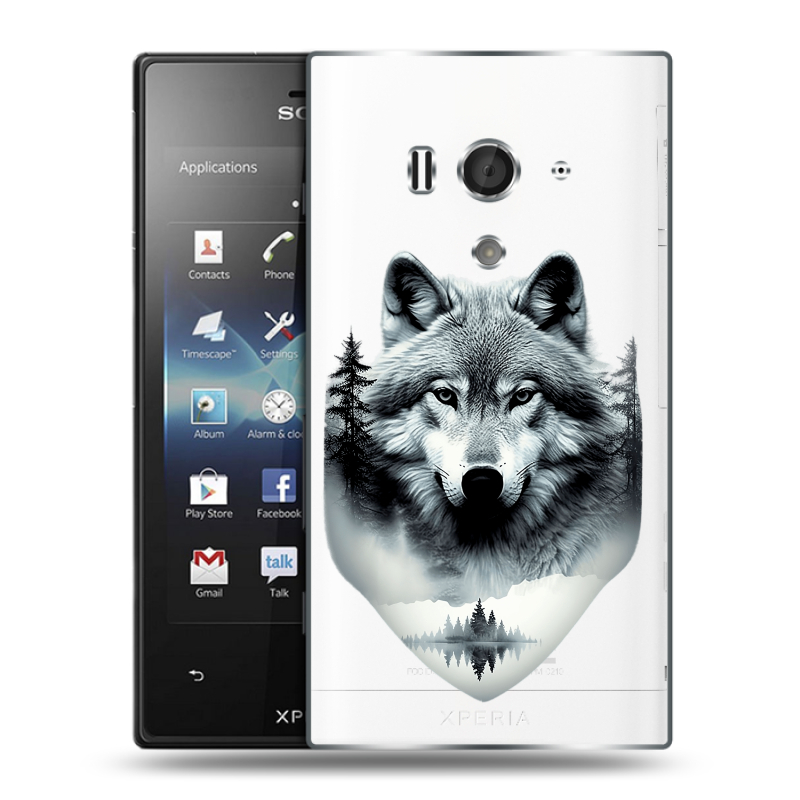 Пластиковый чехол на Sony Xperia acro S с принтом Волк в лесу Пластиковый чехол на Sony Xperia acro S с принтом Волк в лесу
