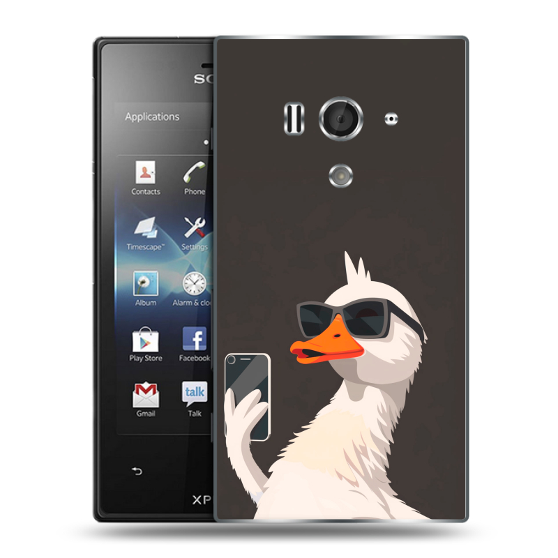 Пластиковый чехол на Sony Xperia acro S с принтом утка в очках Пластиковый чехол на Sony Xperia acro S с принтом утка в очках