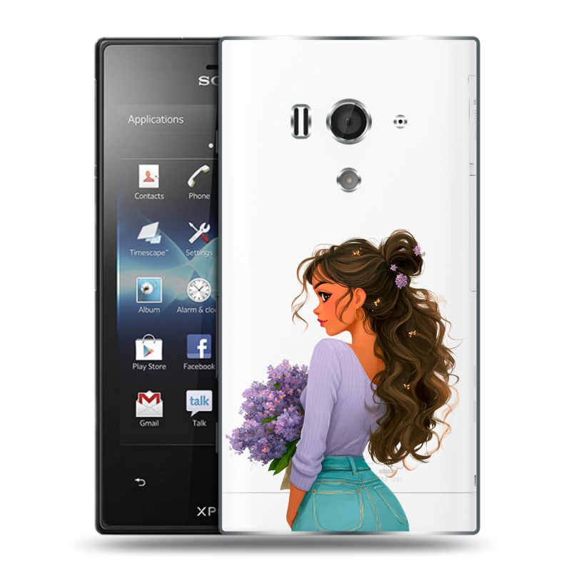 Пластиковый чехол на Sony Xperia acro S с принтом девушка цветы Пластиковый чехол на Sony Xperia acro S с принтом девушка цветы