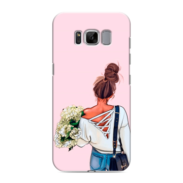Силиконовый чехол на Samsung Galaxy S8 с принтом Девушка и букет Силиконовый чехол на Samsung Galaxy S8 с принтом Девушка и букет
