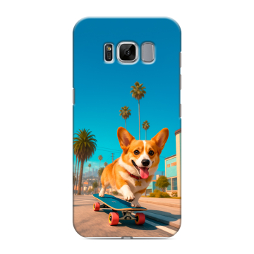 Силиконовый чехол на Samsung Galaxy S8 с принтом Корги на скейте