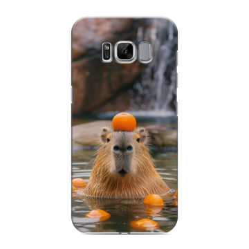 Силиконовый чехол на Samsung Galaxy S8 с принтом Капибара с апельсином