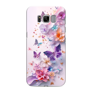 Силиконовый чехол на Samsung Galaxy S8 с принтом цветы бабочки Силиконовый чехол на Samsung Galaxy S8 с принтом цветы бабочки